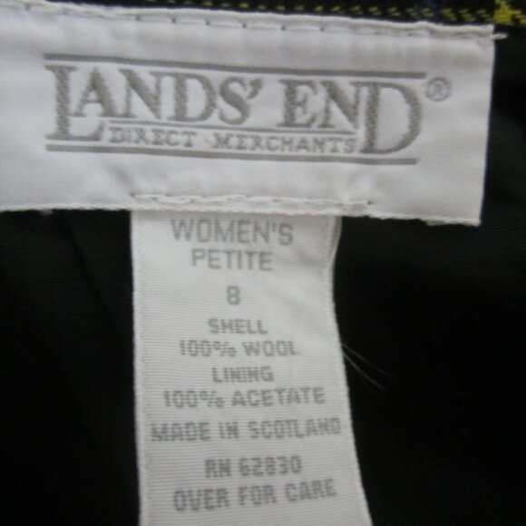 Vtg Lands End Womens P 8 Red Green Tartan Plaid Wool Pleated Midi Skirt Scotland - Picture 3 of 11